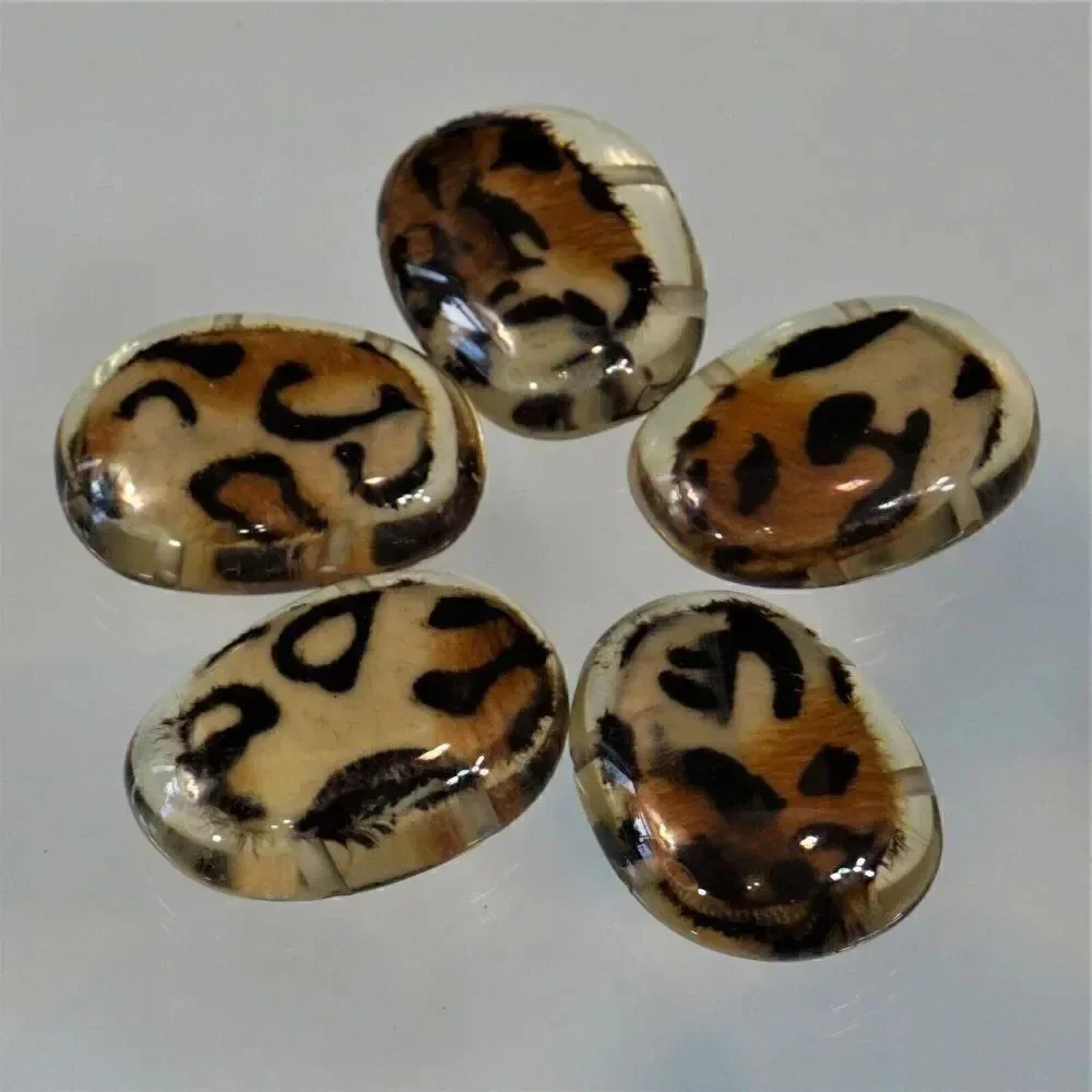 Craft Leopard Print 5 Acrylic Flatback Beads X Large 2.25 Inch
